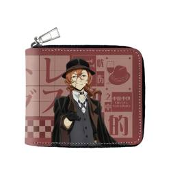 QKNTKF Bungo Stray Dogs 3D-Druck PU Leder Anime Nakahara Chuuya Geldbörsen Cartoon Dazai Osamu Geldbörse mit Reißverschluss Münzbörse Bifold Kurze Geldbörse Mädchen Jungen Geldbörse für Teenager, Typ von QKNTKF