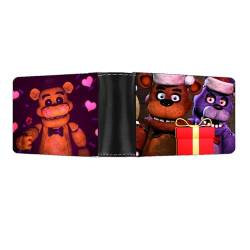 QKNTKF FNAF Geldbörse mit Cartoon-Designs für Damen und Herren, PU, Bifold Geldbörse, Studenten-Cartoon-Münzgeldbörse mit Kreditkartenhaltern, Mehrzweck-Geldbörse für Studenten-Fans, Weihnachten, von QKNTKF