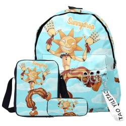 QKNTKF FNAF Rucksack, 3-teiliges Set, Schülerbedarf, 3D-Druck, Schultasche, einzelne Umhängetasche, Federmäppchen für Jungen, Mädchen, Schüler, Typ 13, Einheitsgröße, Modern von QKNTKF