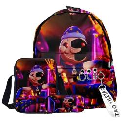 QKNTKF FNAF Rucksack, 3-teiliges Set, Schülerbedarf, 3D-Druck, Schultasche, einzelne Umhängetasche, Federmäppchen für Jungen, Mädchen, Schüler, Typ 18, Einheitsgröße, Modern von QKNTKF