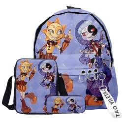 QKNTKF FNAF Rucksack, 3-teiliges Set, Schülerbedarf, 3D-Druck, Schultasche, einzelne Umhängetasche, Federmäppchen für Jungen, Mädchen, Schüler, Typ 20, Einheitsgröße, Modern von QKNTKF