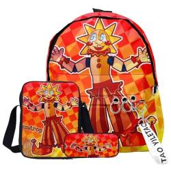 QKNTKF FNAF Rucksack, 3-teiliges Set, Schülerbedarf, 3D-Druck, Schultasche, einzelne Umhängetasche, Federmäppchen für Jungen, Mädchen, Schüler, Typ 26, Einheitsgröße, Modern von QKNTKF