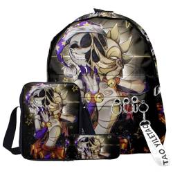 QKNTKF FNAF Rucksack, 3-teiliges Set, Schülerbedarf, 3D-Druck, Schultasche, einzelne Umhängetasche, Federmäppchen für Jungen, Mädchen, Schüler, Typ 7, Einheitsgröße, Modern von QKNTKF