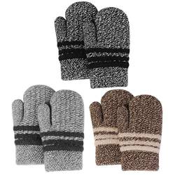 QKURT 3 Paare Kleinkind Stretch-Fäustlinge, Kinderhandschuh Verdickte Strickhandschuhe Winterhandschuhe Warme Handschuhe für 1-3 Jahre Junge Mädchen Draußen von QKURT