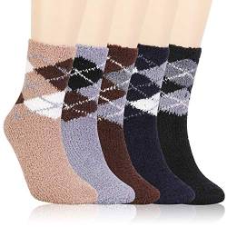 QKURT 5 Paar Kuschelsocken, Herren Socken Winter Kuschelsocken Warme Flauschig Haussocken Dicke Socken für Herren und Jungen von QKURT