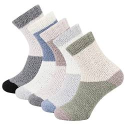 QKURT 5 Paar Männer flauschige Socken, Fuzzy Socken Comfy Socken Koralle Fleece Socken Jungen Weich Pantoffelsocken Bettsocken Kuschelige Schlafsocken für den kalten Winter von QKURT