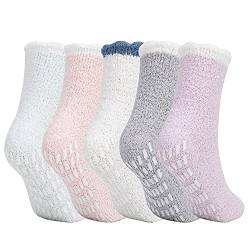 QKURT 5 Paar rutschfeste Wintersocken, Warme Socken für Zuhause für Mädchen und Damen Weiche Bettsocken Geeignet für die tägliche Kollokation von QKURT