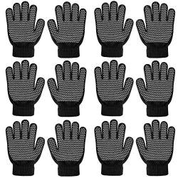 QKURT 6 Paar Kinder Anti-Rutsch-Handschuhe, Winterwarme Stretchhandschuhe Unisex Stretchhandschuhe Vollfingerhandschuhe Winterhandschuhe für Jungen und Mädchen im Alter von 5 bis 8 Jahren von QKURT