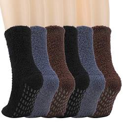 QKURT 6 Paar Kuschelsocken, Anti-Rutsch-Socken Herren Socken Winter Kuschelsocken Warme Flauschig Haussocken Dicke Socken für Herren und Jungen von QKURT