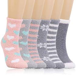 QKURT 6 Paar Kuschelsocken, Damen Socken Winter Kuschelsocken Warme Flauschig Haussocken Dicke Socken für Frauen und Mädchen von QKURT