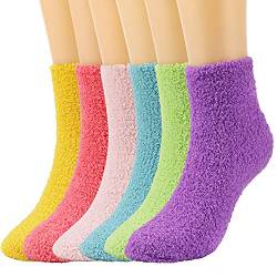 QKURT 6 Paare Kuschelsocken für Mädchen, Flauschige Socken Kuschelsocken Kuschel Socken Haussocken Damen von QKURT