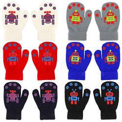 QKURT 6 Paare Toddler Stretch Vollfinger Handschuhe, Winter Unisex kinder winterhandschuhe Little Boys Soft Strickhandschuhe Fäustlinge kinder winterhandschuhe für 2~5 Jahre alte Kinder von QKURT