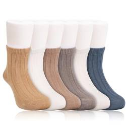 QKURT 6 Paare rutschfeste Babysocken, Kleinkind-Socken, Kleinkind-Hausschuhe-Socken, Kleinkind-Wandersocken, Baby-Anti-Rutsch-Socken, Baby-Grip-Socken, Hausschuhe-Socken für Baby-Jungen und -Mädchen. von QKURT