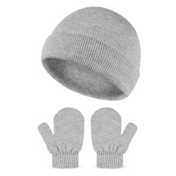 QKURT Kinder Mütze Mütze Handschuh Set, Kinder Stricken Warmes Zubehör Set Winter Thermomütze Handschuhe Weiche warme Mütze Fäustling Kaltwetter Sets für 2-5 Jahre von QKURT