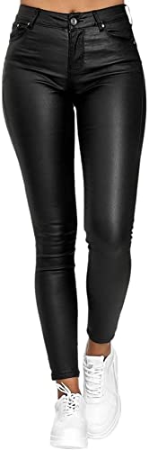 QLXDSD Damen Lederhose PU Leder Kunstlederhose Damen Hose in Leder Optik bis Übergrösse (Color : Black, Size : 3XL) von QLXDSD