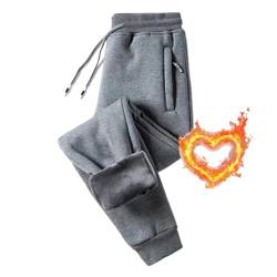 QLXYYFC Herren Gefütterte Warm Sporthose Mit Taschen Sweathose Baumwolle Mit Sherpa Dicke Thermo Loungehose Für Winter Herren Sweatpants Männer Fleecehose (Color : Gray-a, Size : 7XL) von QLXYYFC