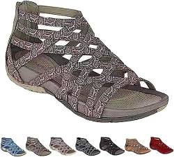 QLXYYFC Hohle römische Gladiator-Sandalen mit runder Zehenpartie, Damen-Sommersandalen mit Bandage-Design, Damen-Sommer-Strand-flache Spitze-offene Zehenschuhe (Color : Silver, Size : 38EU) von QLXYYFC