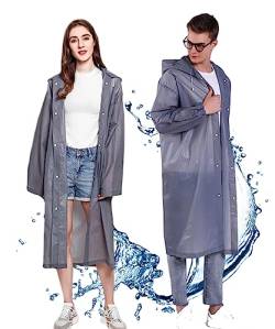 QMAHA Regenponcho, 2 Stück Regenjacke Herren Damen Wiederverwendbar, Wasserdicht Regenmantel Poncho Transparent Regencape Regenbekleidung Regenschutz Regen Zubehör für Reisen Wandern Radfahren Camping von QMAHA