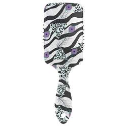 Haarbürste Pfauenfeder Zebra Tierdruck Kunststoff Antistatisch Luftkissen Kamm Weiche Nylon Pins Massage Entwirren für Frauen Damen Mädchen von QMIN