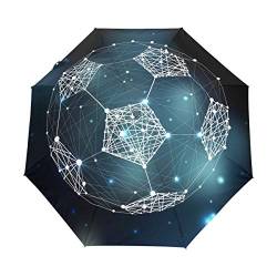 QMIN Automatischer faltbarer Regenschirm mit Galaxie-Fußball-Motiv, winddicht, UV-Schutz, Reisen, kompakter Regenschirm für Damen, Herren, Mädchen von QMIN