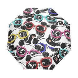 QMIN Automatischer faltbarer Regenschirm mit Panda-Motiv, winddicht, UV-Schutz, Reisen, kompakter Regenschirm für Damen, Herren, Mädchen von QMIN