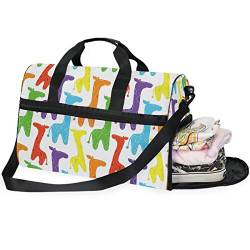 QMIN Reise-Reisetasche, buntes Tier-Giraffen-Motiv, großes Handgepäck, Reisetasche, leichter Reißverschluss, Rucksack mit Gurt für Damen, Herren, Mädchen, Jungen von QMIN