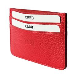 QNEC 42 Business Wallet - Portemonnaie Herren - Kartenetui Elegantes Kreditkartenetui aus echtem Leder - Card Holder mit 4 Kartenfächer & Fach für Geldscheine (Flags Red) von QNEC