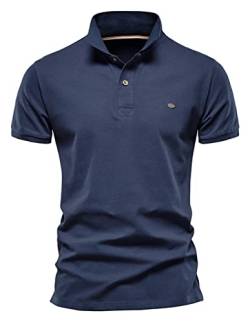 QOCO Polo Shirts Herren Kurzarm Golf Tshirts Sport Outdoor Poloshirt Knopfleiste Leicht T-Shirt Sommer Navy blau L von QOCO