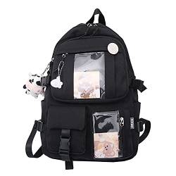 QOCO Rucksack mit Kawaii-Anhänger und Zubehör Niedliche Schüler-Büchertasche Schöner Reise Harajuku Schultasche für Teenager-Mädchen 44*31*14cm von QOCO