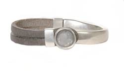 QOSS Armband GWEN vintage schwarz Stein grau rund Größe L von QOSS