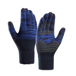 QOXEFPJZ Handschuhe Herren Gestrickte große Größe Herbst- und Winterhandschuhe, Plus Samt-Farb-Matching-Offsetdruck-Touchscreen-Anti-Freeze kaltgeschützte warme Handschuhe (Color : B, Size : M) von QOXEFPJZ