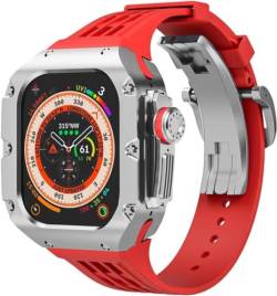QPDRNC 49 mm Titanlegierung, Uhrengehäuse, Gummiband, für Apple Watch Ultra 2 Serie, Ersatzteil, Sportarmbänder, Uhrengehäuse, Metallkrone, Mod-Kit, Zubehör, 49 mm, Achat von QPDRNC