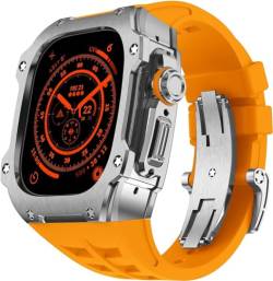 QPDRNC RM-Stil Edelstahl-Uhrengehäuse, Gummiband, Mod-Kit, für Apple Watch Ultra 2, 49 mm, für Herren und Damen, Sport-Gummi-Uhrenarmband, Modifikationsset, Armbandzubehör, For Ultra 49mm, Achat von QPDRNC
