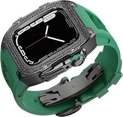 QPDRNC Rm Mod Kit Diamant-Hülle und Fluorkautschuk-Band, für Apple Watch Serie 8, 7, 6, 5, 4 SE, Fluorkautschuk-Armband, Strasssteine, für iWatch 45 mm / 44 mm, 45 mm, Achat von QPDRNC