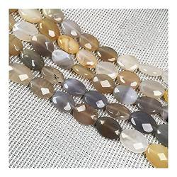 For Naturstein Ovale Form facettierte Perlen Achate Kristall verstreute Perlen for die Schmuckherstellung DIY Halskette Armband Zubehör heilendes Geschenk ZANLIIYIN ( Color : Grey Agate_12x16mm ) von QPLAHANBUA