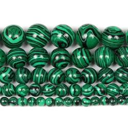 Malachit-Kristalle Grüner Malachit-Naturstein-Perlen-Streifen-runde lose Perlen for die Herstellung von DIY-Halsketten-Armbändern Strang 6/8/10/12 mm (Color : Smooth, Item Diameter : 6mm 60-62pcs) ZAN von QPLAHANBUA