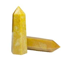 QPLAHANBUA 2pcs Naturkristall sechseckiges Prisma polierter Kristallstab Punkt Heilstein Obelisk Punkt Reparaturstein Energieriegel Turm geeignet for Zuhause ZANLIIYIN (Color : Light Yellow) von QPLAHANBUA