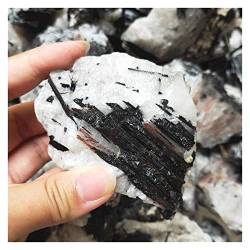 QPLAHANBUA 500/1000 g roher Kristallstein, natürlicher schwarzer Turmalin, symbiotisch mit weißem Quarz, raues Edelsteinerz, Heimdekoration QINTINYIN ZANLIIYIN (Material : 1500g) von QPLAHANBUA