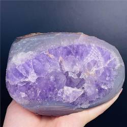 QPLAHANBUA Amethyst-Kristalle Natürlicher Amethyst in Achat-Höhlen-Exemplar Heimtextilien-Dekorationsstein (Color : Red) ZANLIIYIN (Color : Light Grey) von QPLAHANBUA