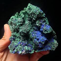 QPLAHANBUA Malachit-Kristalle 383 g Natürliche Malachit-Azurit-Proben ZANLIIYIN von QPLAHANBUA