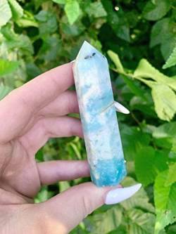 QPLAHANBUA Natürlicher Calcit-Quarzkristall, Spitze, Blauer Calcit, einseitiger Turm, 1 Stück, wunderschöner Kristall ZANLIIYIN von QPLAHANBUA