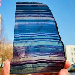 QPLAHANBUA Natürlicher Fluorit-Kristall, bunter gestreifter Fluorit-Regenbogenquarz, wunderschöner Kristall ZANLIIYIN (Material : 380-400g) von QPLAHANBUA