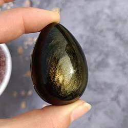 QPLAHANBUA Natürliches Gold-Obsidian-Ei-Heilkristall-Energiestein-Heimdekoration, geeignet for Zuhause ZANLIIYIN (Material : 80-90g) von QPLAHANBUA