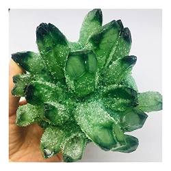 QPLAHANBUA for 500–600 g natürlicher Kristall, grün, schöne Flamme, Halo-Quarzkristall-Cluster-Exemplar ZANLIIYIN (Material : 500-600g) von QPLAHANBUA