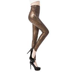 QPXZ Sexy Leggingsfrauen Reizvolle Dünne Faux-Leder-Schlangen-Gamaschen-Hohe Taillen-Leopard-Druck-Gamaschen-Lange Hosen Xs/S/M/L/XL 4 Color-Leopard_2-Small_Xs von QPXZ