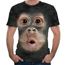 3D T-Shirts,Herren 3D Orang-Utan Print Kurzarm T-Shirt-Black_XL von QQAQQ