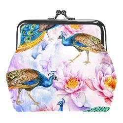 Abstrakte Pfau Nahtlose Muster Schnalle Geldbörse Vintage Beutel Schnalle Clutch Bag Kiss-Lock Change Geldbörse Floral Verschluss Geldbörsen für Frauen Mädchen, Mehrfarbig 13, Einheitsgröße, von QQIAEJIA