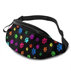Colorful Dog Cat Paw Print Waist Bag with Headphone Hole Belt Bag Adjustable Sling Pocket Fashion Hip Bum Bag for Women Men Kids Outdoors Casual Travelling Hiking Cycling von QQIAEJIA