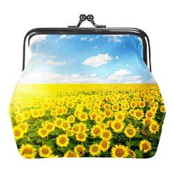 Feld Natur Pflanze Sonnenblume Sommer Schnalle Münze Geldbörse Vintage Beutel Schnalle Clutch Tasche Kiss-Lock Wechselgeldbörse Floral Verschluss Geldbörsen für Frauen Mädchen, Mehrfarbig 09, von QQIAEJIA