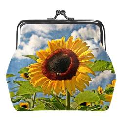 Feld Natur Pflanze Sonnenblume Sommer Schnalle Münze Geldbörse Vintage Beutel Schnalle Clutch Tasche Kiss-Lock Wechselgeldbörse Floral Verschluss Geldbörsen für Frauen Mädchen, Mehrfarbig 12, von QQIAEJIA